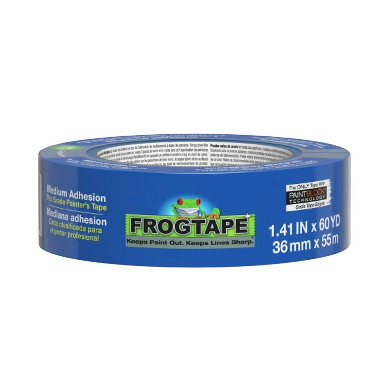 FROGTAPE FrogTape 106009 Pro-Grade Painter's Tape, 60 yd L, 1.41 in W, Crepe Backing, Blue