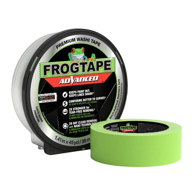 FROGTAPE FrogTape Advanced 105891 Painter's Tape, 45 yd L, 1.41 in W, Washi Paper Backing, Green