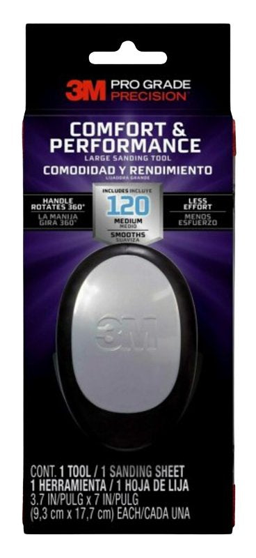 3M Pro Grade Precision Comfort & Performance Series 463-000-PGP-4 Large Sanding Tool, 7 in L, 3.7 in W, 120 Grit, Medium PAINT 3M