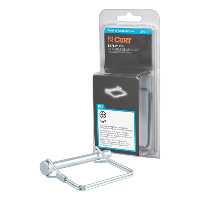 CURT Curt 25011 Safety Pin, 5/16 in Dia Pin, 3 in OAL, Carbon Steel, Zinc AUTOMOTIVE CURT