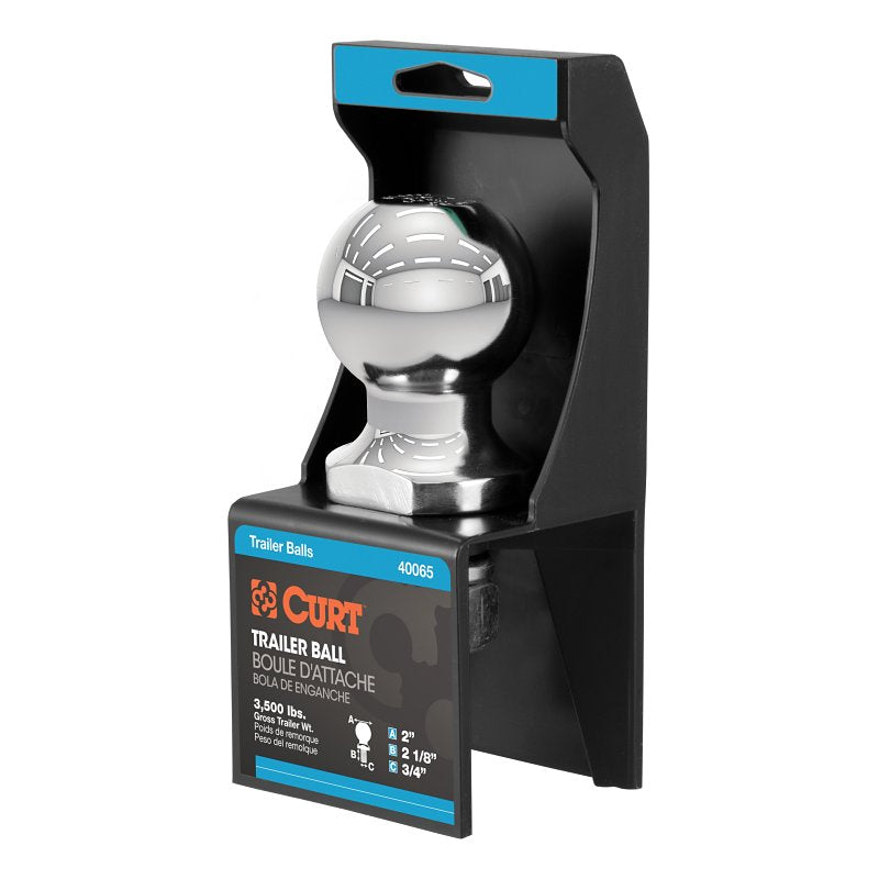 CURT Curt 40065 Trailer Ball, 2 in Dia Ball, 3/4 in Dia Shank, 3500 lb Gross Towing, Steel AUTOMOTIVE CURT