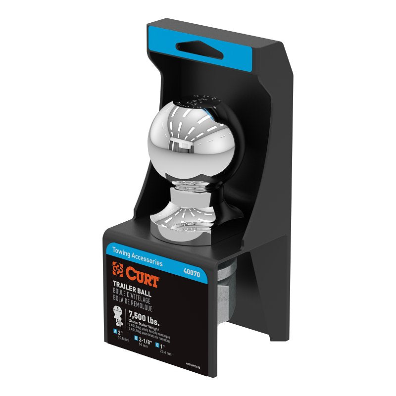 CURT Curt 40070 Trailer Ball, 2 in Dia Ball, 1 in Dia Shank, 7500 lb Gross Towing, Steel