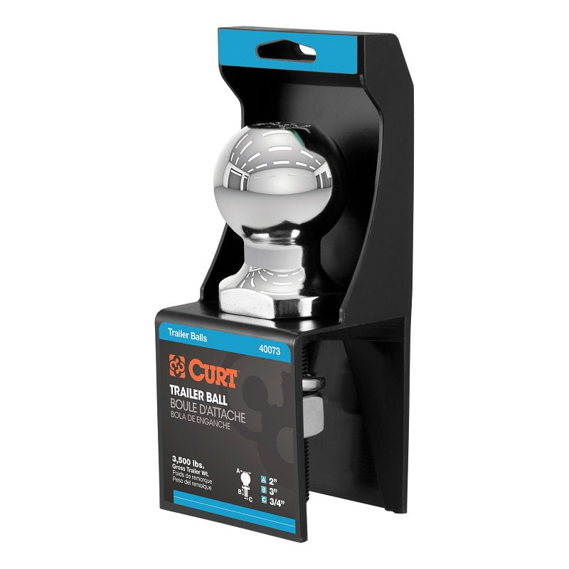 CURT Curt 40073 Trailer Ball, 2 in Dia Ball, 3/4 in Dia Shank, 3500 lb Gross Towing, 160 ft-lb Tongue Load, Steel, 1/PK