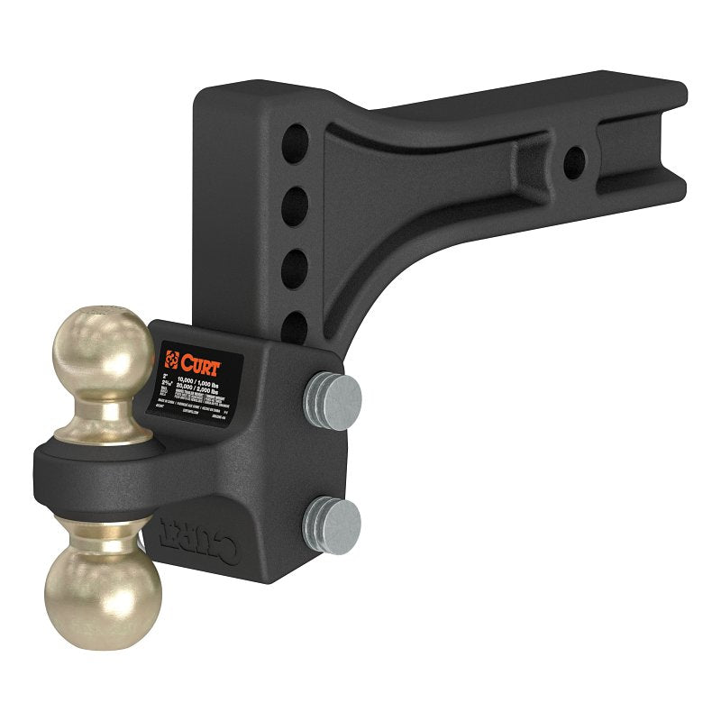 CURT Curt 45937 Adjustable Trailer Hitch Dual-Ball Mount, 5-1/2 in Drop, 4 in Rise, 2, 2-5/16 in Dia Hitch Ball, Carbon Steel AUTOMOTIVE CURT