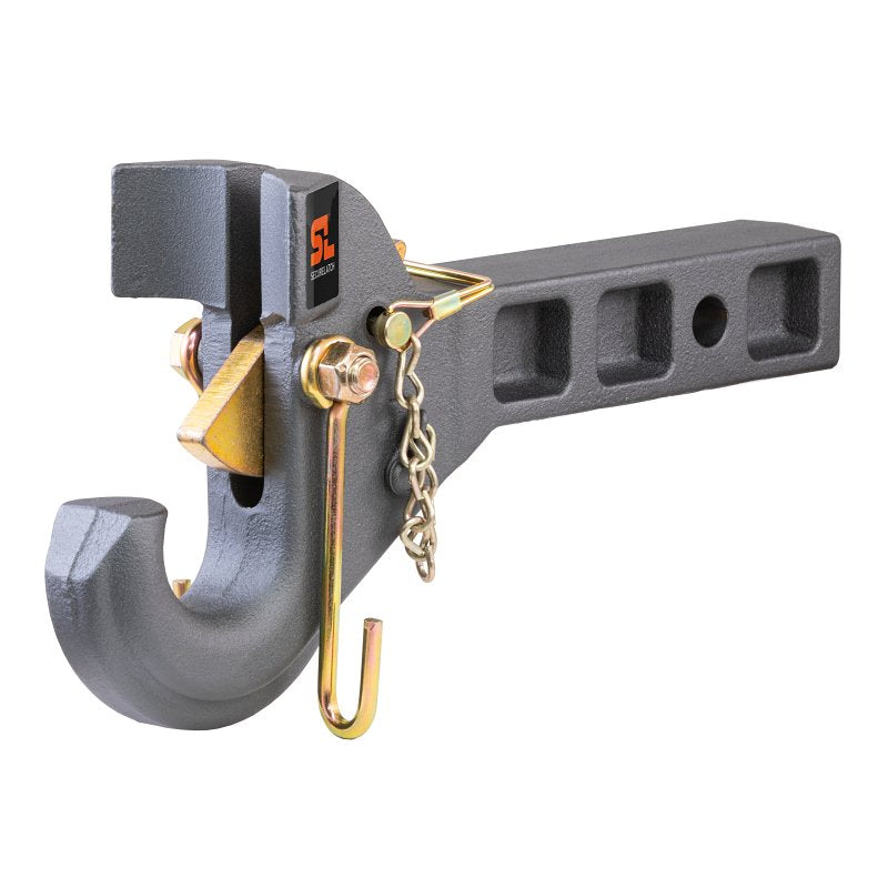 CURT Curt SecureLatch 48405 Receiver-Mount Pintle Hook, 2 in H, 14,000 lb Working Load, Carbon Steel, Powder-Coated AUTOMOTIVE CURT