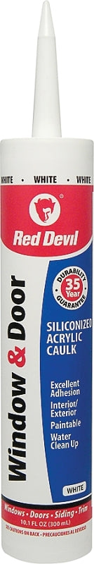 RED DEVIL Red Devil 0846 Siliconized Acrylic Caulk, White, -20 to 180 deg F, 10.1 fl-oz Cartridge