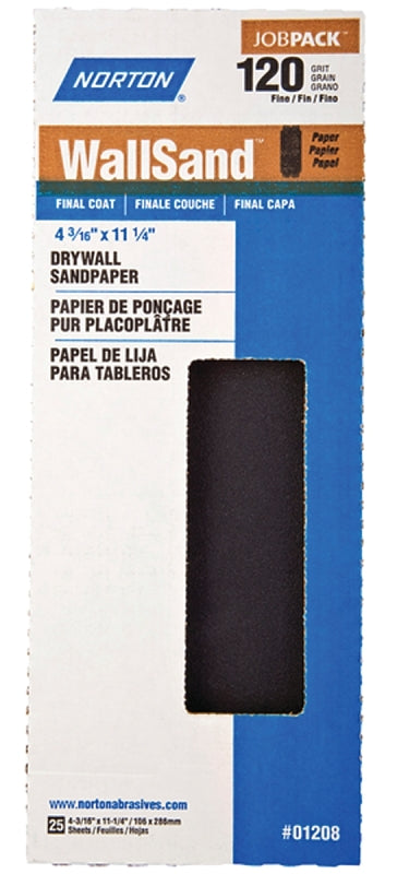 NORTON Norton 01208 Sandpaper, 11-1/4 in L, 4-3/16 in W, P120 Grit, Fine, Silicone Carbide Abrasive PAINT NORTON