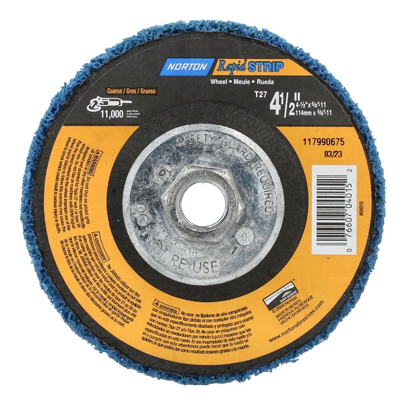 NORTON Norton 04015 Sanding Disc, 4-1/2 in Dia, 5/8-11 Arbor, Non-Woven, Extra Coarse, Aluminum Oxide Abrasive TOOLS NORTON