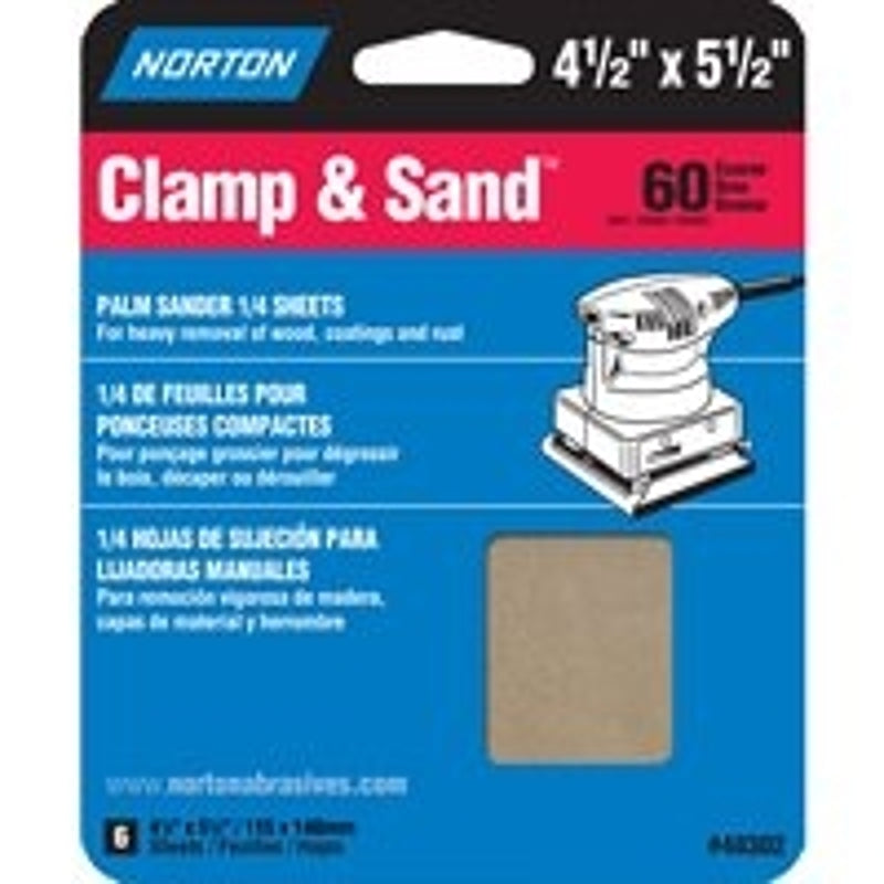 NORTON Norton 48302 Multi-Stand Sheet, 4-1/2 in W, 5-1/2 in L, 60 Grit, Coarse, Aluminum Oxide Abrasive, Paper Backing TOOLS NORTON