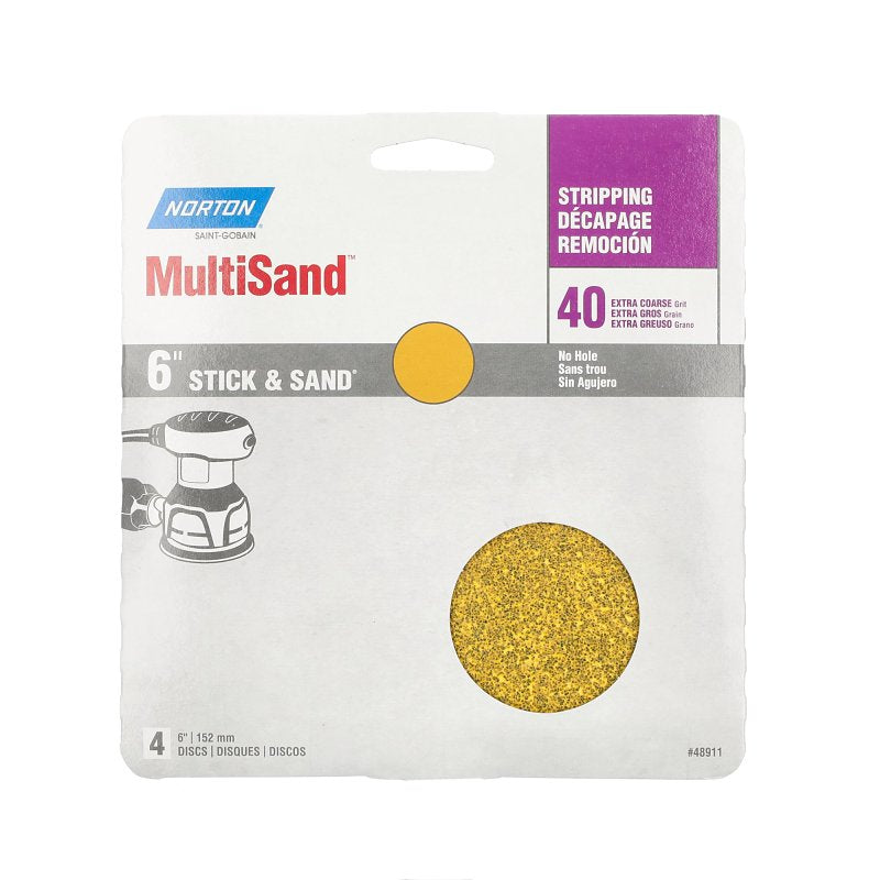 NORTON Norton 48911 Sanding Disc, 6 in Dia, Coated, P40 Grit, Extra Coarse, Aluminum Oxide Abrasive TOOLS NORTON