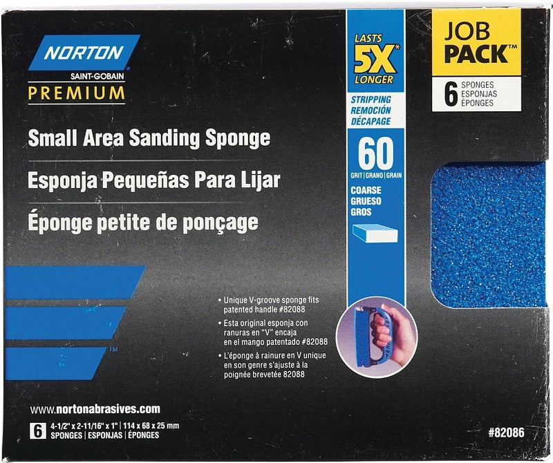 NORTON Norton ProSand 82086 Sanding Sponge, 4-1/2 in L, 2-11/16 in W, 60 Grit, Coarse, Aluminum Oxide Abrasive BUILDING MATERIALS NORTON