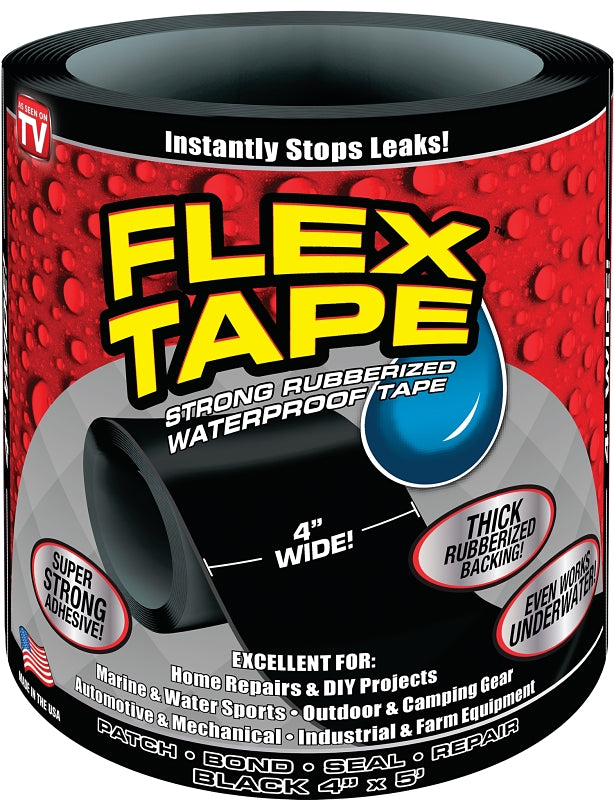 FLEX SEAL Flex Tape TFSBLKR0405 Tape, 5 ft L, Rubber Backing, 4 in W HOUSEWARES FLEX SEAL