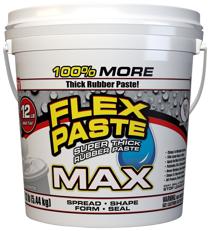 FLEX SEAL Flex Paste PFSMAXWHT01 Rubberized Paste, All-Purpose, White, 12 lb, Tub HOUSEWARES FLEX SEAL