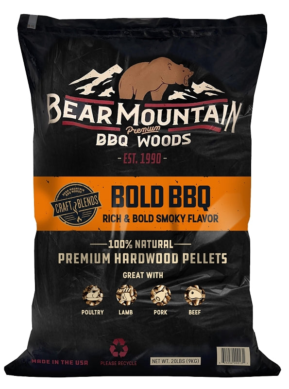 BEAR MOUNTAIN Bear Mountain Craft Blends Series FK91 Bold BBQ Pellet, 20 in L, Hardwood, 20 lb Bag