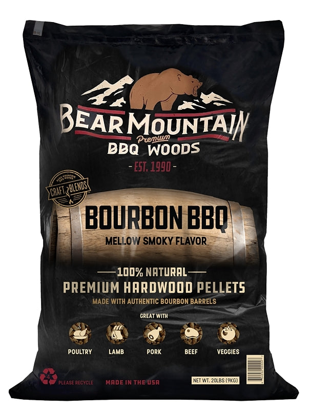 BEAR MOUNTAIN Bear Mountain Craft Blends FK88 Series BBQ Pellet, Bourbon, 20 in L, Wood, 20 lb Bag OUTDOOR LIVING & POWER EQUIPMENT BEAR MOUNTAIN