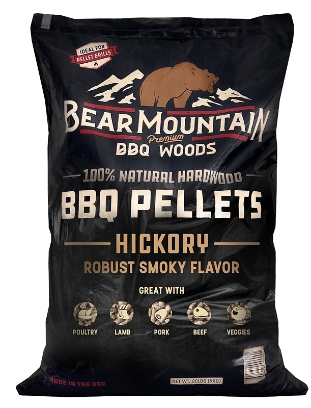 BEAR MOUNTAIN Bear Mountain FK14 Series BBQ Pellet, Hickory, 20 in L, Hardwood, 20 lb Bag OUTDOOR LIVING & POWER EQUIPMENT BEAR MOUNTAIN