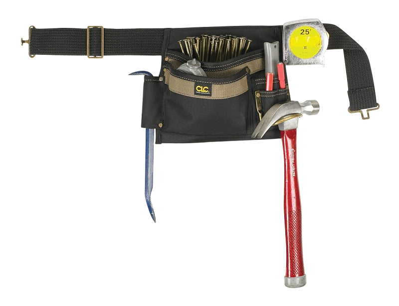 HULTAFORS CLC Tool Works Series 1245 Tool Apron, 46 in Waist, Polyester, Black/Brown, 5-Pocket