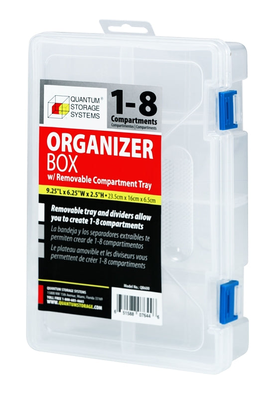 QUANTUM STORAGE SYST Quantum Storage Systems QB600 Utility Box, 9-1/4 in L, 6-1/4 in W, 2-3/16 in H, 1 to 8-Compartment, Polypropylene TOOLS QUANTUM STORAGE SYST