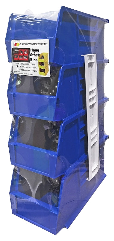 QUANTUM STORAGE SYST Quantum Storage Systems RQUS230BL Hang and Stack Bin, 30 lb, Polypropylene, Blue, 11 in L, 5-1/2 in W, 5 in H TOOLS QUANTUM STORAGE SYST