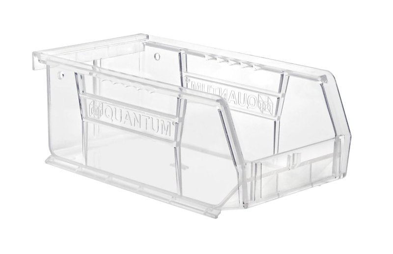QUANTUM STORAGE SYST Quantum Storage Systems RQUS220CC-UPC Ultra Stack and Hang Bin, 10 lb, Thermoplastic, Crystal Clear, 7-3/8 in L, 3 in H TOOLS QUANTUM STORAGE SYST