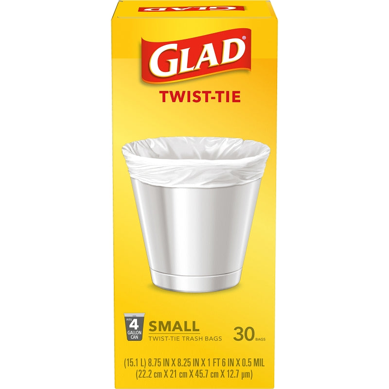 GLAD Glad 78817 Trash Bag, 4 gal, White, S, Plastic