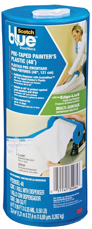 SCOTCH BLUE ScotchBlue PTD2093EL-48 Painter's Tape, 0.35 mil Thick, 30 yd L, 48 in W, Crepe Paper Backing, Blue