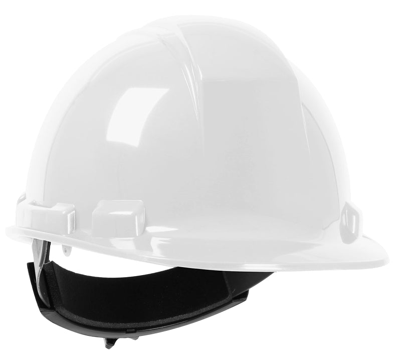 BOSS MFG Safety Works 280-HP241RV-01 Cap Style Hard Hat, 6-1/4 in L x 11.38 in W, 4-Point Quick-Release Suspension, White