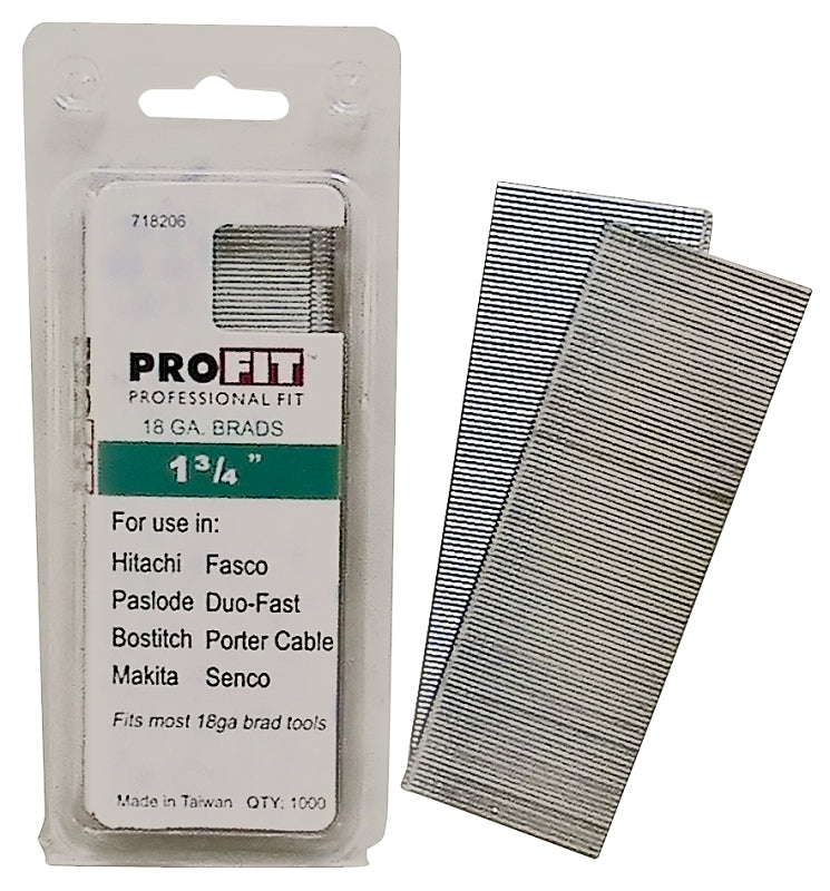 PRO-FIT ProFIT 0718206 Series Finish Nail, Glue Collation, 1-3/4 in L, 18 ga, Steel, Electro-Galvanized, Brad Head HARDWARE & FARM SUPPLIES PRO-FIT