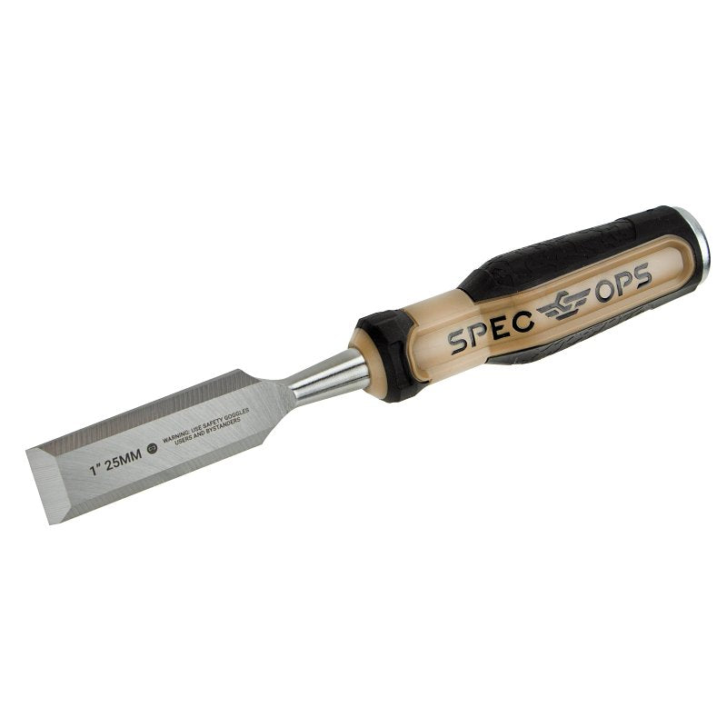 AMAX INC Spec Ops SPEC-C1-1 Bevel Edge Chisel, 1 in Tip, 9-1/8 in OAL, HCS Blade, Shock-Absorbing Handle TOOLS AMAX INC