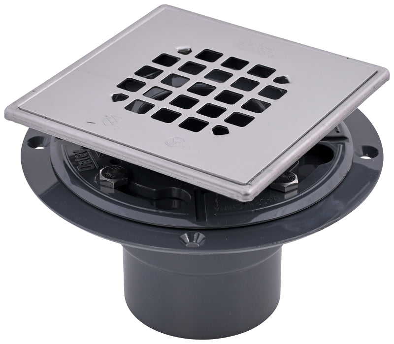 OATEY Oatey 130 Series 42264 Shower Drain Tile Base, PVC, Polished Stainless Steel, For: 2 in and 3 in Pipes