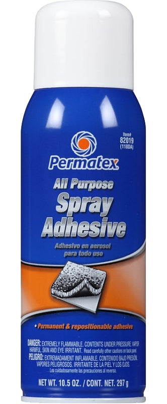 PERMATEX Permatex 82019 Spray Adhesive, Solvent, White, 10.5 oz. Net Aerosol Can PAINT PERMATEX
