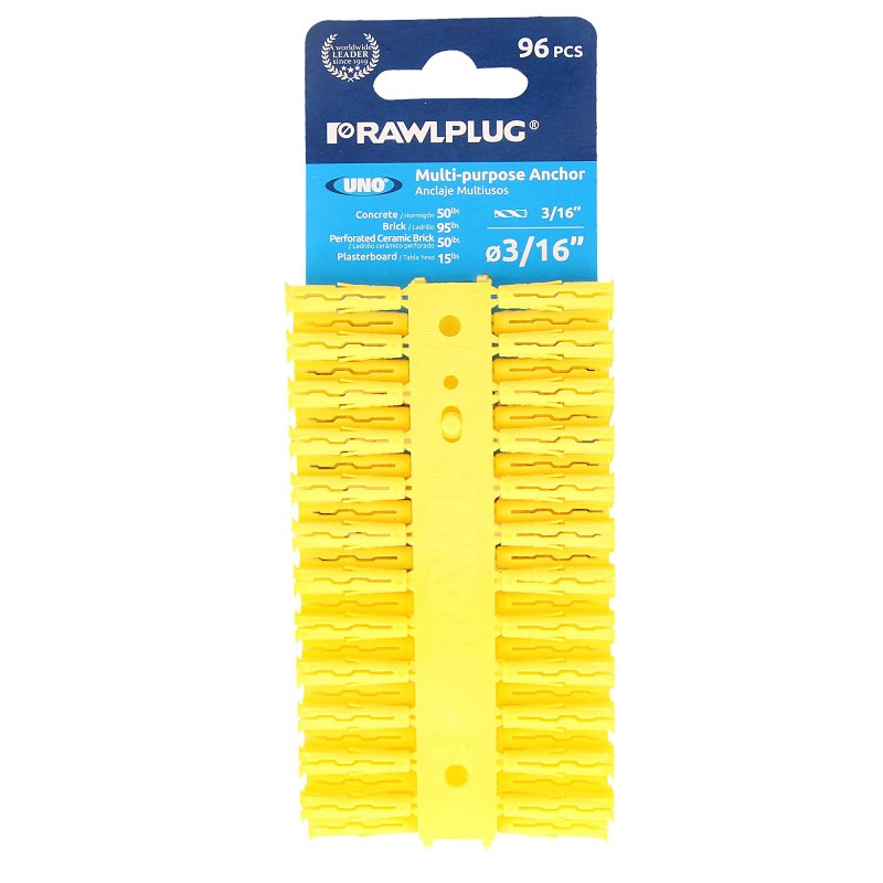 RAWLPLUG INC Rawlplug Rawl Uno Series R-U0-3/16-96 Multi-Purpose Anchor, 1 in L, Polypropylene