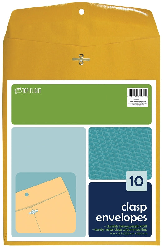 TOP FLIGHT Top Flight 6911005 Envelope, 9 x 12 in, Kraft Paper ELECTRICAL TOP FLIGHT