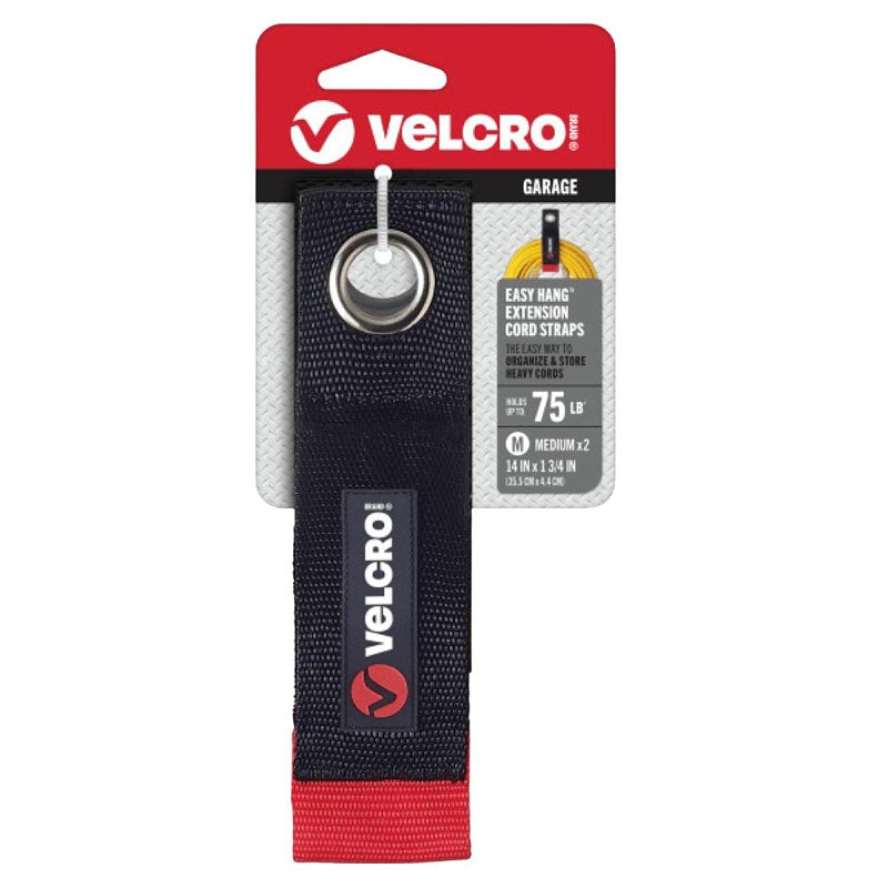 VELCRO BRAND VELCRO Brand EASY HANG VEL-30748-USA Medium-Size Heavy-Duty Extension Cord Strap, 1-3/4 in W, 14 in L, Nylon, Black AUTOMOTIVE VELCRO BRAND