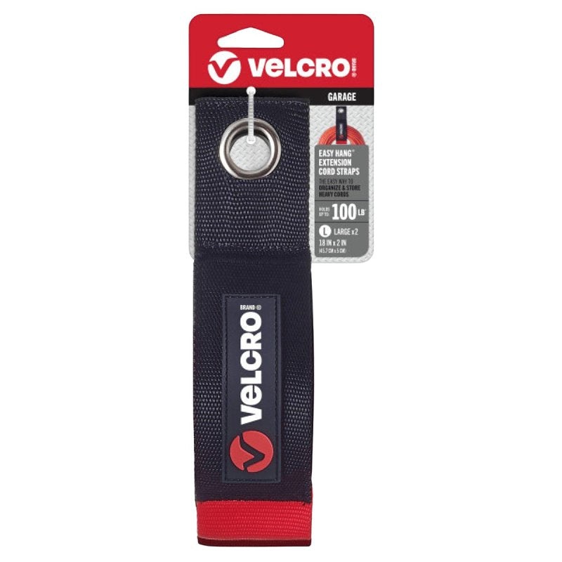 VELCRO BRAND VELCRO Brand EASY HANG VEL-30749-USA Large-Size Heavy-Duty Extension Cord Strap, 2 in W, 18 in L, Nylon, Black, 100 lb AUTOMOTIVE VELCRO BRAND