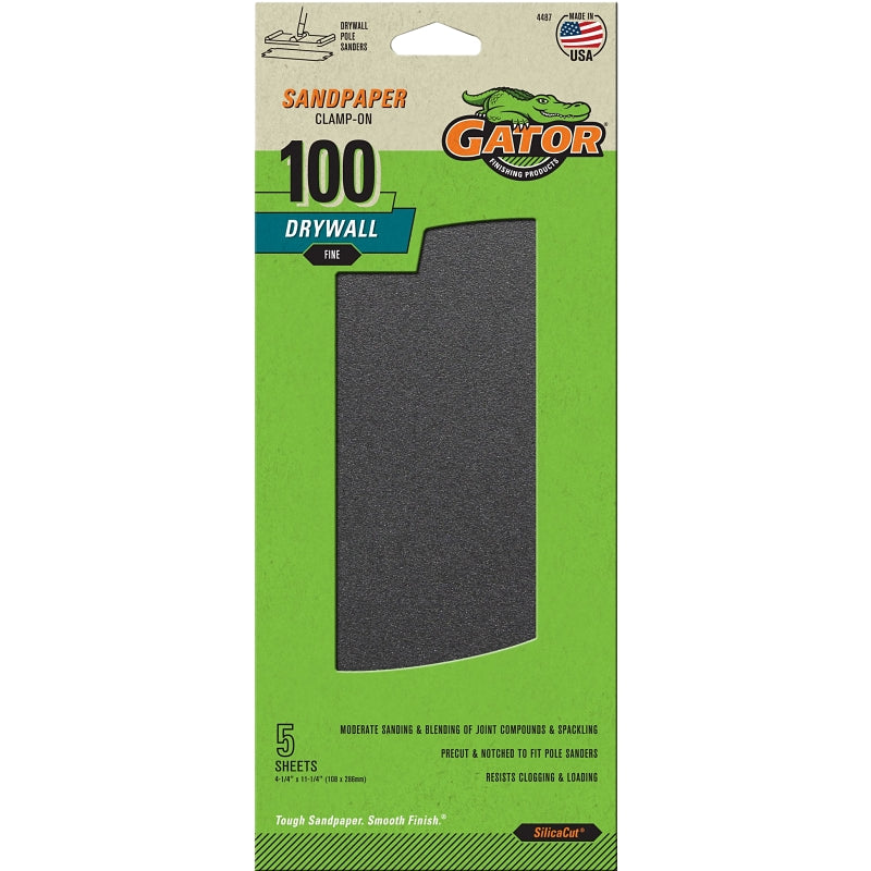 GATOR Gator SilicaCut 4487 Sanding Sheet, 11-1/4 in L, 4-1/4 in W, 100 Grit, Medium, Silicon Carbide Abrasive PAINT GATOR