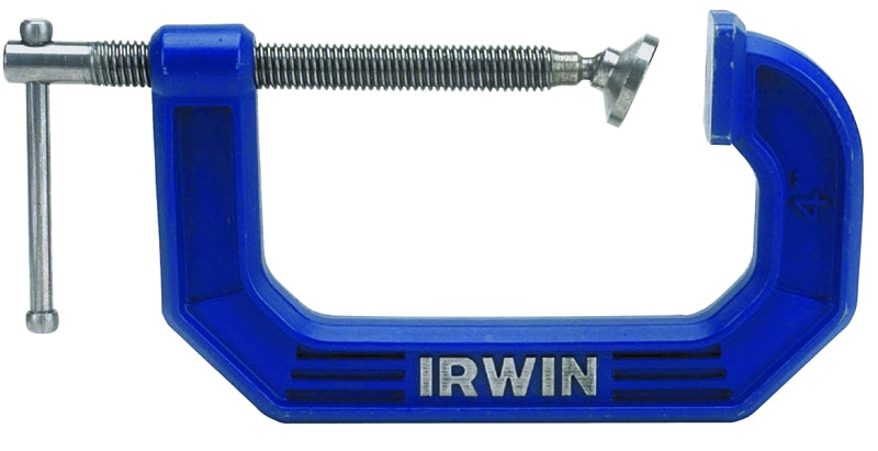 IRWIN Irwin 225104 C-Clamp, 900 lb Clamping, 4 in Max Opening Size, 3 in D Throat, Steel Body, Blue Body TOOLS IRWIN