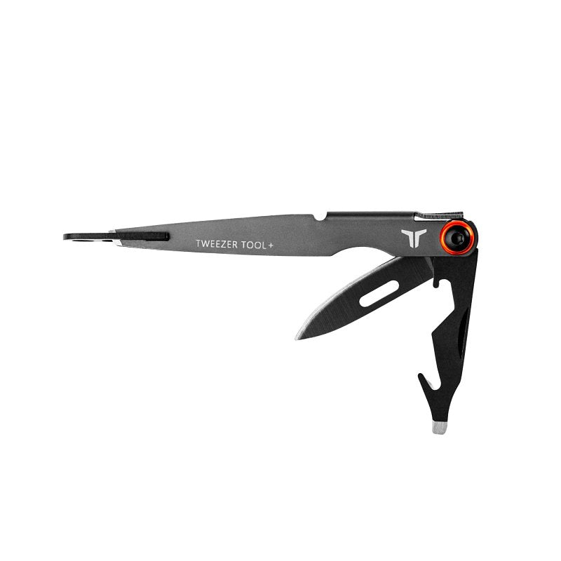 BOLLINGER INDUSTRIES True TweezerTool+ Series TRU-MTL-1008 Keychain Multi-Tool, 1-1/2 in Point, Drop Point, Steel, Black Oxide, 3.78 in OAL