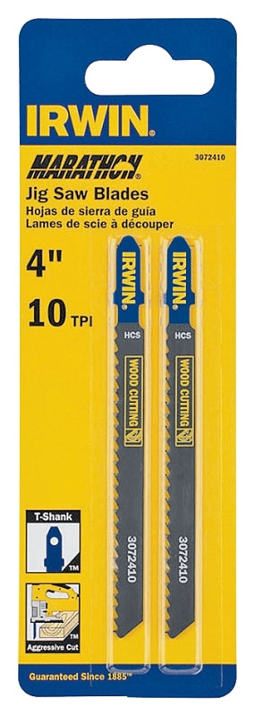 IRWIN Irwin 3072410D Jig Saw Blade, 4 in L, Carbon Steel, 10 TPI