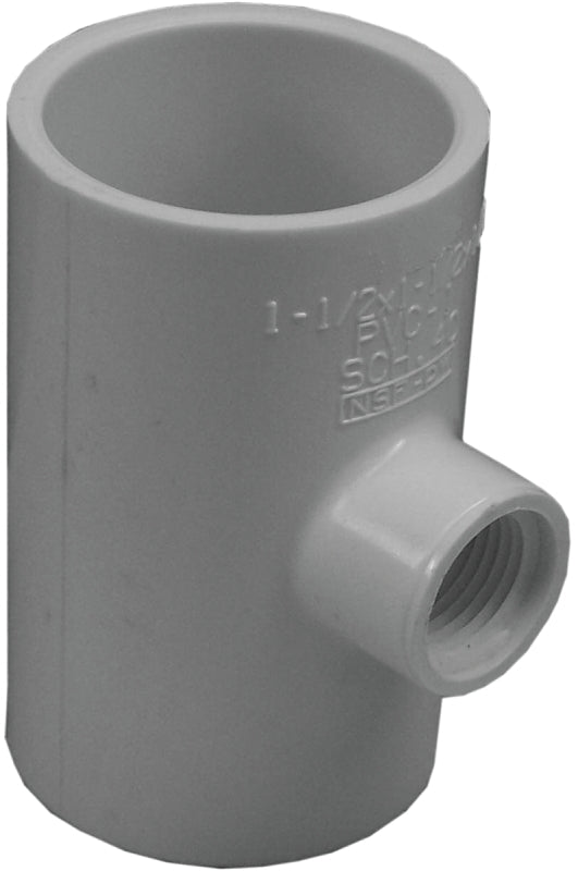 IPEX USA LLC-CANPLAS IPEX 435873 Reducing Pipe Tee, 1-1/2 x 1-1/2 x 1/2 in, Slip x Slip x FPT, PVC, White, SCH 40 Schedule