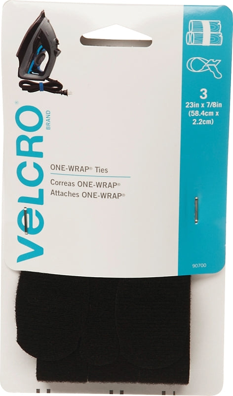 VELCRO BRAND VELCRO Brand One Wrap 90700 Hook and Loop Fastener, 7/8 in W, 23 in L, Nylon/Polypropylene, Black HARDWARE & FARM SUPPLIES VELCRO BRAND