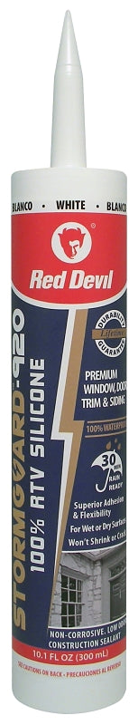 RED DEVIL Red Devil STORMGUARD 780 Silicone Sealant, White, 10 to 100 deg F, 300 mL Cartridge