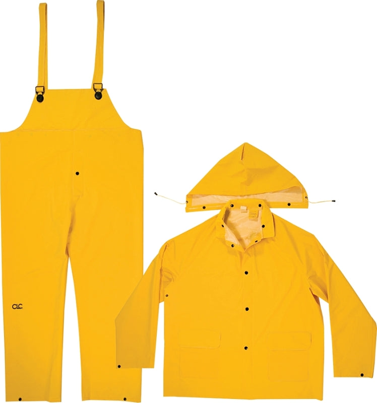 HULTAFORS CLC R101M Rain Suit, M, PVC, Yellow, Detachable Collar