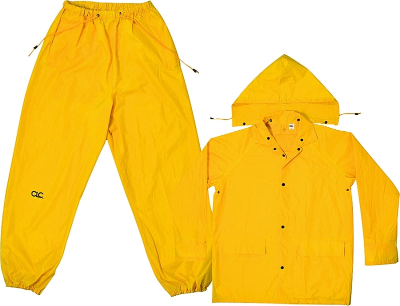 HULTAFORS CLC R102M Rain Suit, M, 170T Polyester, Yellow, Detachable Collar