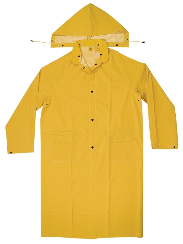 HULTAFORS CLC CLIMATE GEAR Series R105M Protective Coat, M, PVC, Yellow, Detachable Collar, Snap Front Closure, 48 in L