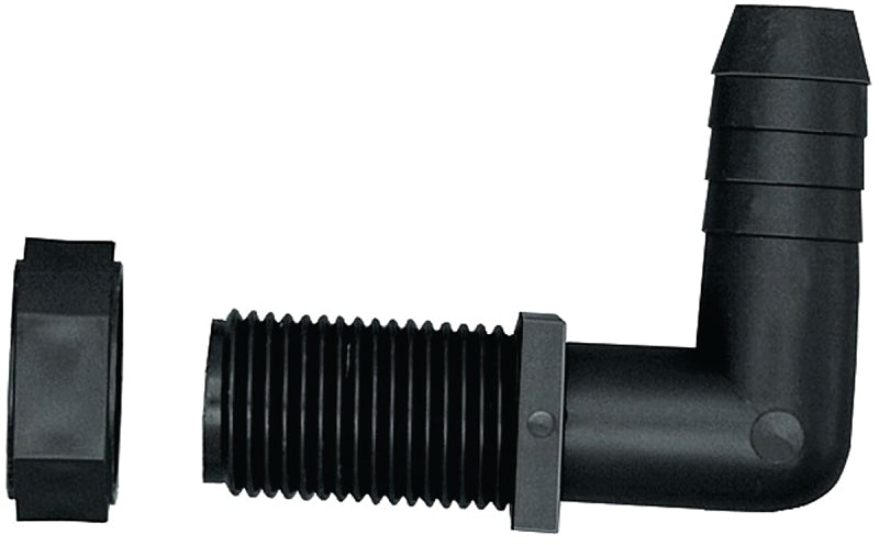GREEN LEAF Green Leaf NTL 38 P 2PK Hose Elbow, 3/8 x 11/16 in, Barb x Male Union, Polypropylene