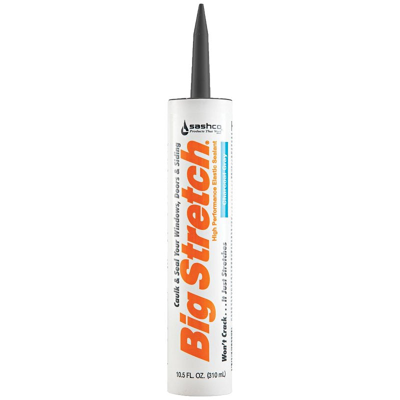SASHCO Big Stretch 10084 Elastomeric Sealant, Charcoal Gray, 4 to 5 days Curing, 40 to 120 deg F, 10.5 oz