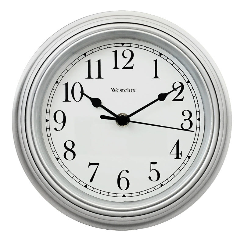 WESTCLOX Westclox 46984A Clock, Round, Silver Frame, Plastic Clock Face, Analog HOUSEWARES WESTCLOX