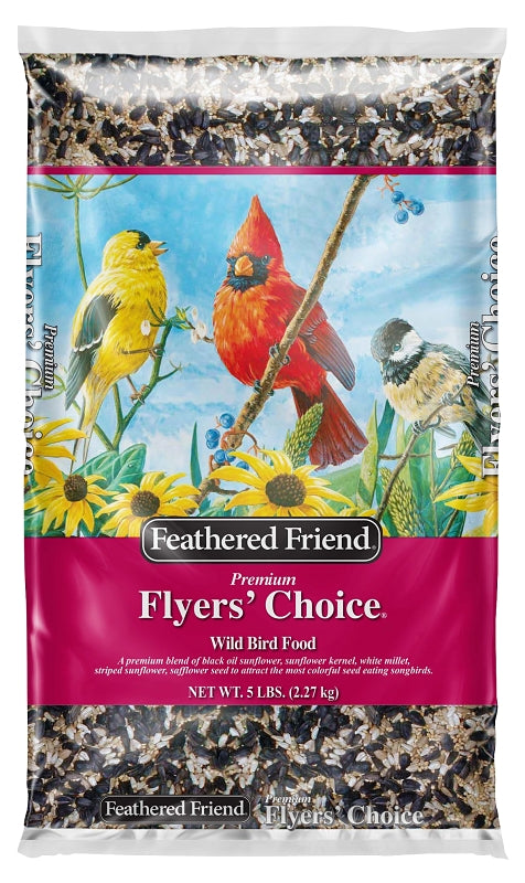 FEATHERED FRIEND Feathered Friend Flyers' Choice 14398 Safflower Seed Wild Bird Food, 5 lb, Premium, Blended, Bag