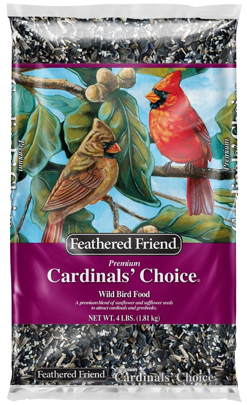 FEATHERED FRIEND Feathered Friend Cardinals' Choice 14394 Safflower Seed Wild Bird Food, 4 lb, Premium, Blended, Seed, Bag